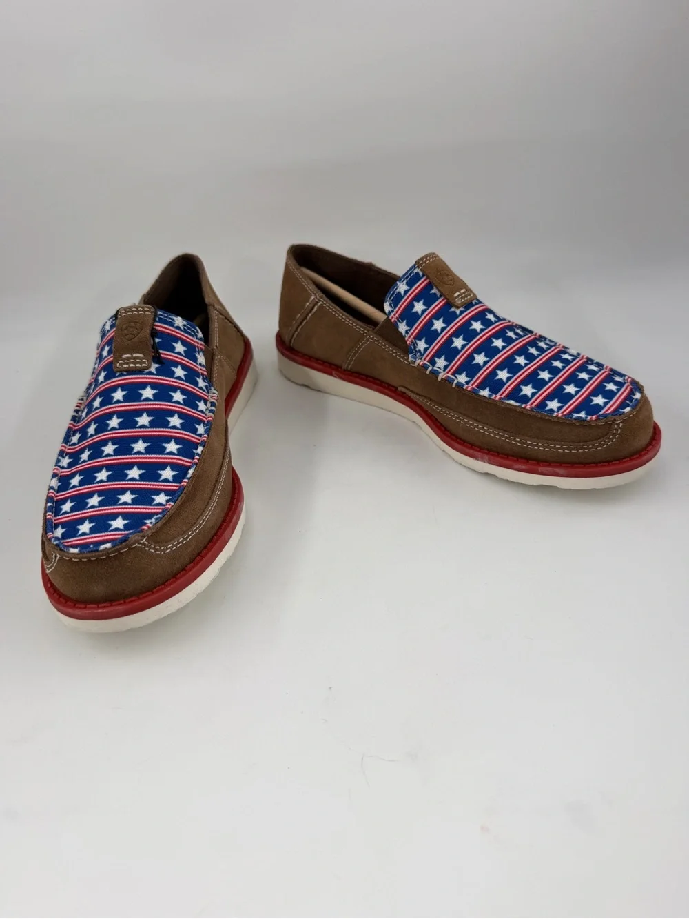 👞 NIB! Ariat Kid’s Cruisers-SZ 5-Stars & Stripes Dirty Tan Slip-On Moccasin shoe